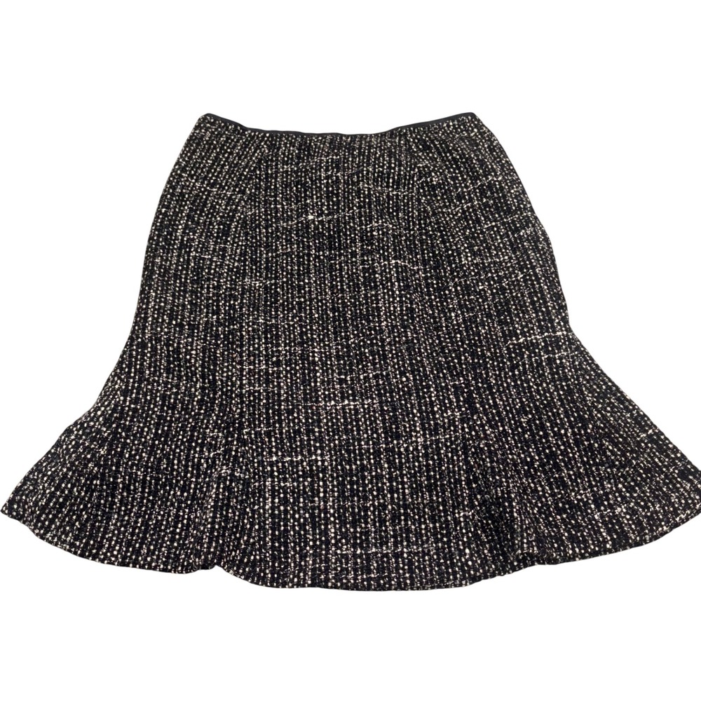 Vintage Tweed Flounce Harold's Skirt Women 10 Black White